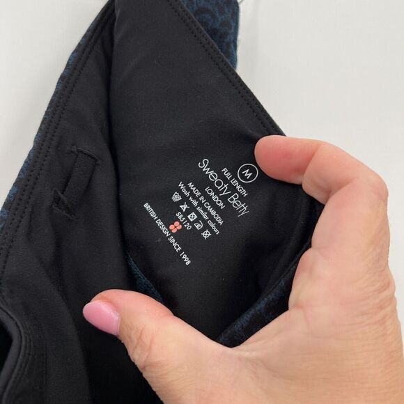 Sweaty Betty Leggings Women's Mediuml Black Blue Leopard Print Full Length - Picture 13 of 13